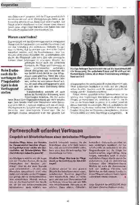 Vorschauseite 3: Vom Schicksalsschlag zur Normalität Transparenz gegenüber pflegenden Angehörigen beugt Problemen vor.