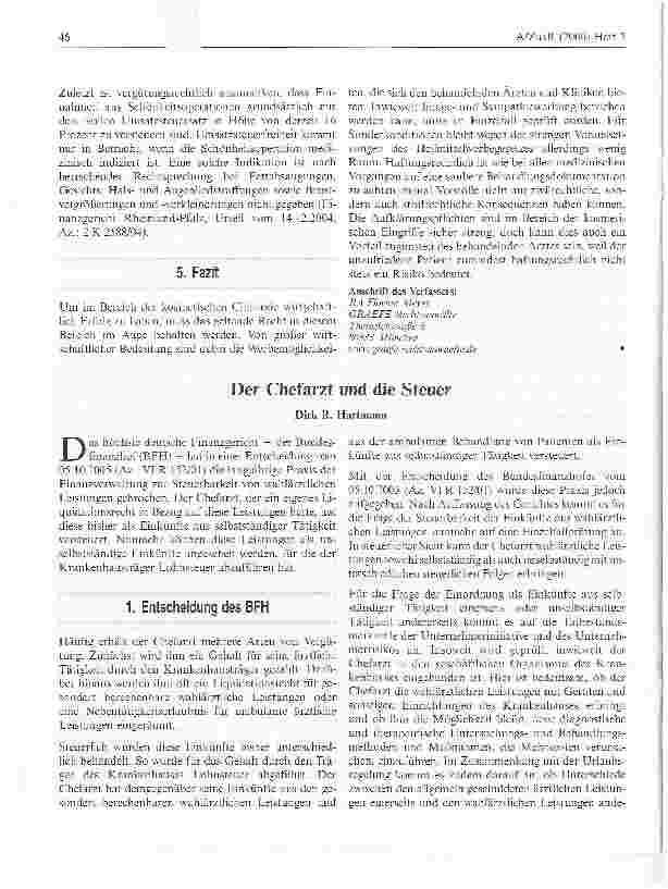 Vorschauseite 1: Der Chefarzt und die Steuer