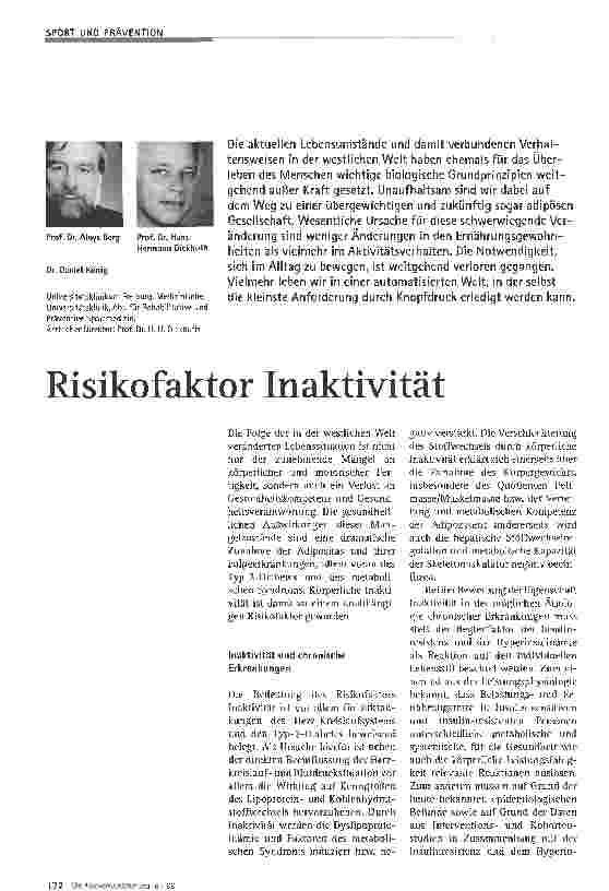 Vorschauseite 1: Risikofaktor Inaktivität