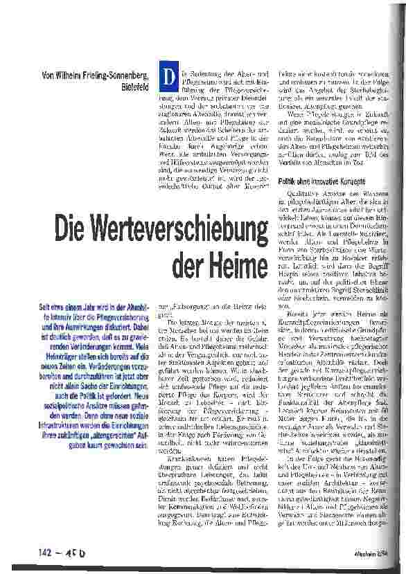 Vorschauseite 1: Die Werteverschiebung der Heime