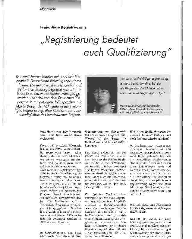 Vorschauseite 1: Freiwillige Registrierung Registrierung bedeutetauch Qualifizierung