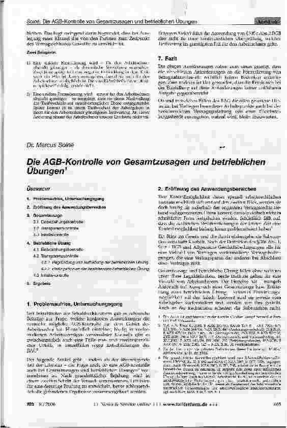 Vorschauseite 2: Die AGB-Kontrolle von Gesamtzusagen und betrieblichen Übungen1