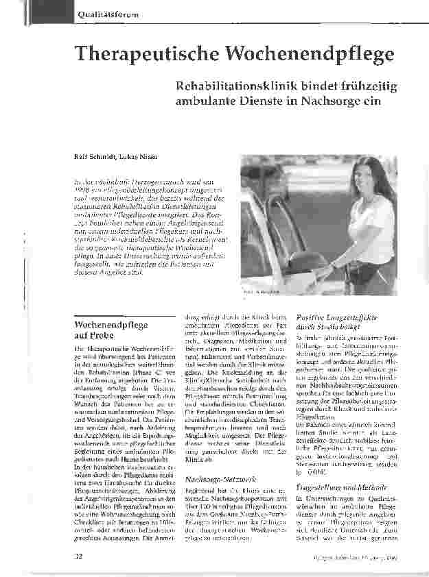 Vorschauseite 1: Therapeutische Wochenendpflege