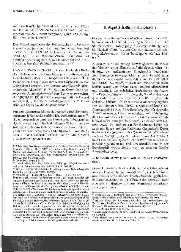 Vorschauseite 3: Aufsätze/Berichte/Stellungnahmen Patientengrundrechte im vitalindizierten Heilversuch