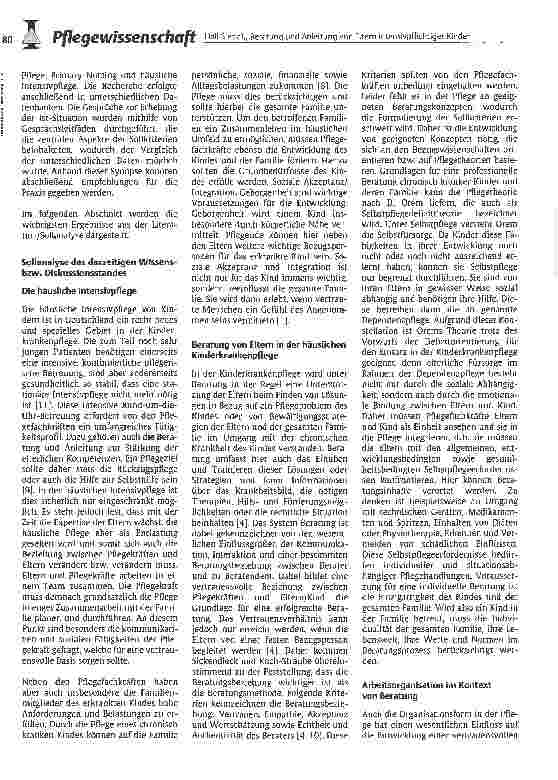 Vorschauseite 2: Beratung und Anleitung von Eltern intensivpflichtiger Kinder in der häuslichen Kinderkrankenpflege
