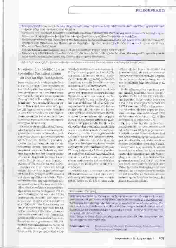 Vorschauseite 4: Nosokomiale Infektionen: Verbreitung und Risikofaktoren