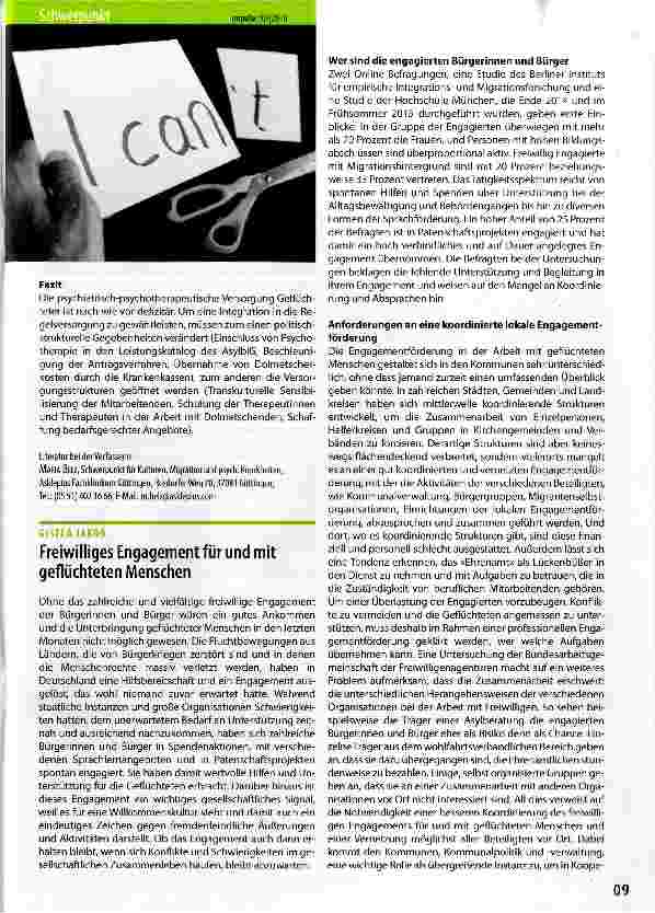 Vorschauseite 1: Freiwilliges Engagement für und mit geflüchteten Menschen