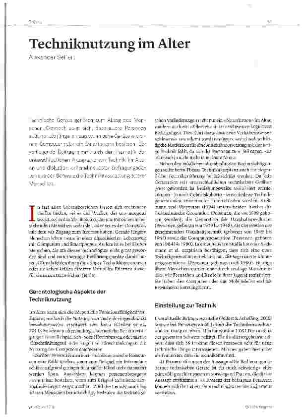 Vorschauseite 1: Techniknutzung im Alter