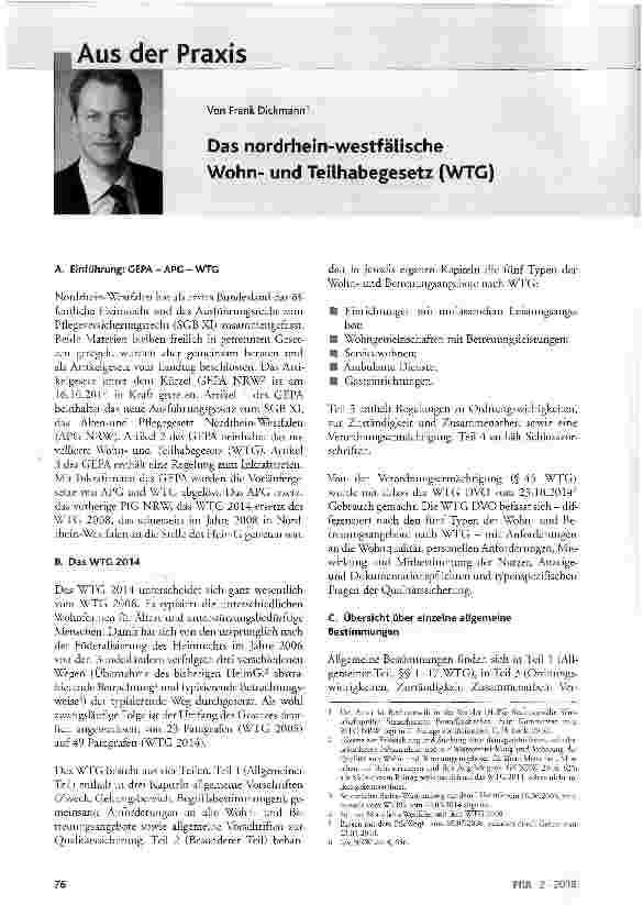 Vorschauseite 1: Das nordrhein-westfälische Wohnund Teilhabegesetz (WTG)