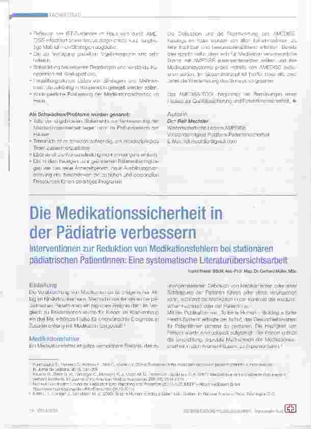 Vorschauseite 1: Die Medikationssicherheit in der Pädiatrie verbessern