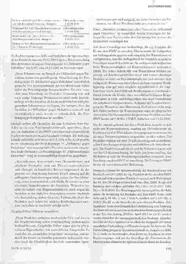 Vorschauseite 2: BSG zur Streichung eines Hilfsmittels aus dem Hilfsmittelverzeichnis §139 Abs. 1 Satz lSGBV