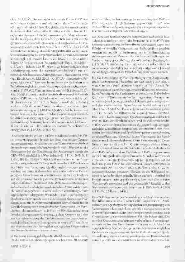 Vorschauseite 6: BSG zur Streichung eines Hilfsmittels aus dem Hilfsmittelverzeichnis §139 Abs. 1 Satz lSGBV