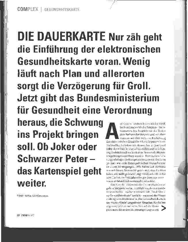 Vorschauseite 1: GESUNDHEITSKARTE - DIE DAUERKARTE