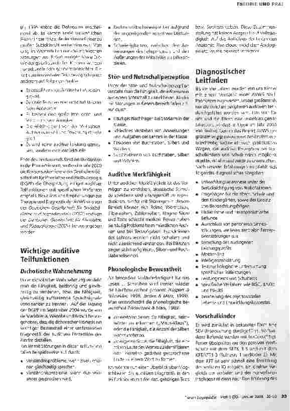 Vorschauseite 2: Diagnose und Therapie auditiver Verarbeitungsund Wahrnehmungsstörungen in der Praxis