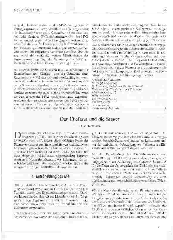 Vorschauseite 1: Der Chefarzt und die Steuer
