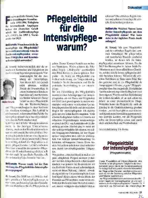 Vorschauseite 1: Pflegeleitbild für die Intensivpflege - warum?