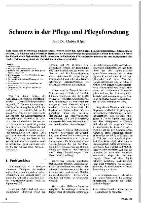 Vorschauseite 1: Schmerz in der Pflege und Pflegeforschung