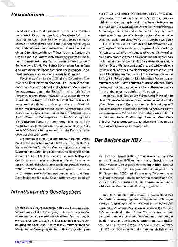 Vorschauseite 2: Versorgungs-Integration und MVZDer Sachstand zur Errichtung Medizinischer Versorgungszentren in Deutschland und ihr Zusammenhang mit Versorgungs-Integration