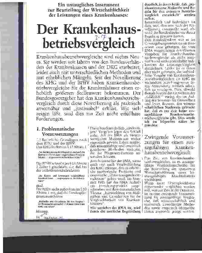 Vorschauseite 1: Der Krankenhausbetriebsvergleich
