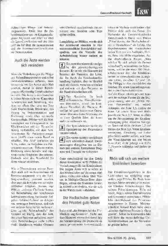 Vorschauseite 2: Die Privaten entwerfen ein neues Bild von Arzt und Krankenhaus