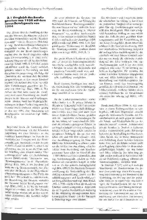 Vorschauseite 3: Zur Situation der Berufsbildung in der Physiotherapie