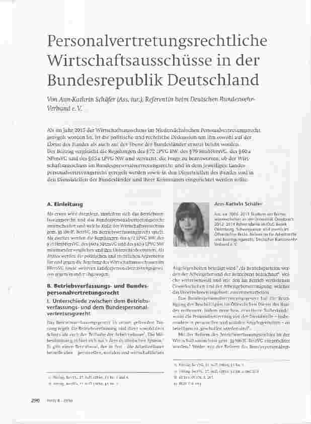 Vorschauseite 1: Personalvertretungsrechtliche Wirtschaftsausschüsse in der Bundesrepublik Deutschland