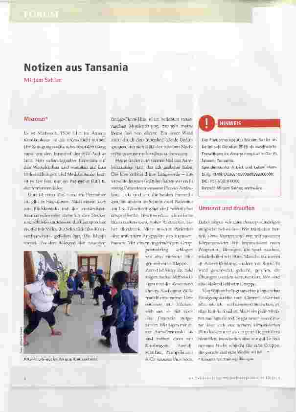 Vorschauseite 1: Notizen aus Tansania