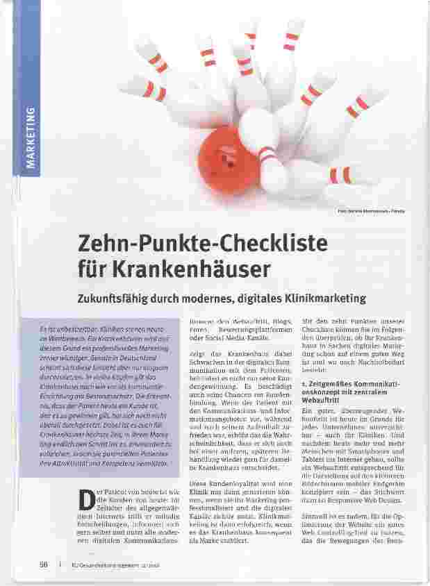 Vorschauseite 1: Zehn-Punkte-Checkliste für Krankenhäuser