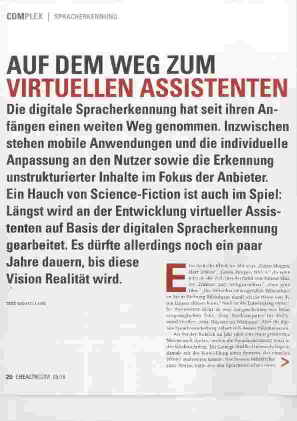 Vorschauseite 1: AUF DEM WEG ZUM VIRTUELLEN ASSISTENTEN