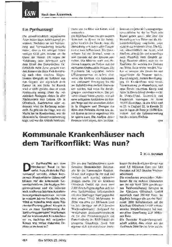 Vorschauseite 1: Kommunale Krankenhäuser nach dem Tarifkonflikt: Was nun?