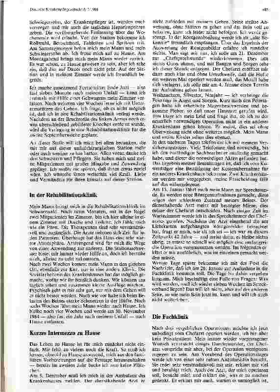 Vorschauseite 4: Als Patientin in der Unfallchirugie Erfahrungen in der unfallchirurgischen Intensivu. Allgemeinstation sowie in Rehabiliationskliniken
