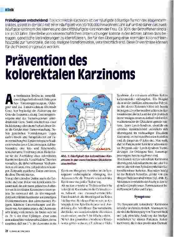 Vorschauseite 1: Prävention des kolorektalen Karzinoms