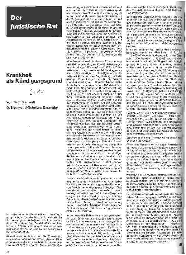 Vorschauseite 1: Krankheit als Kündigungsgrund