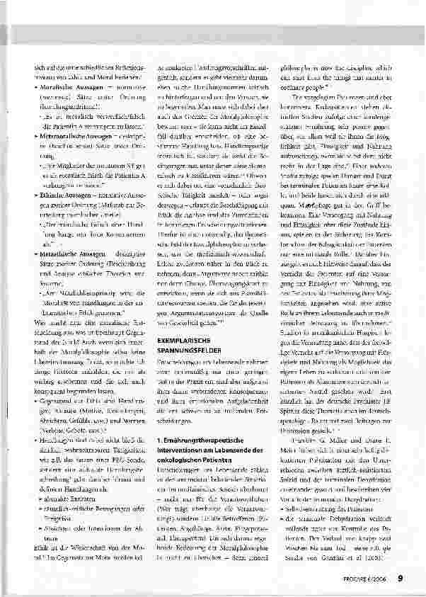 Vorschauseite 2: Ernährung - Onkologie -PhilosophieDer etwas andere Gesprächspartner in Fragen der rnährungstherapie beim onkologischen Patienten: Die Philosophie
