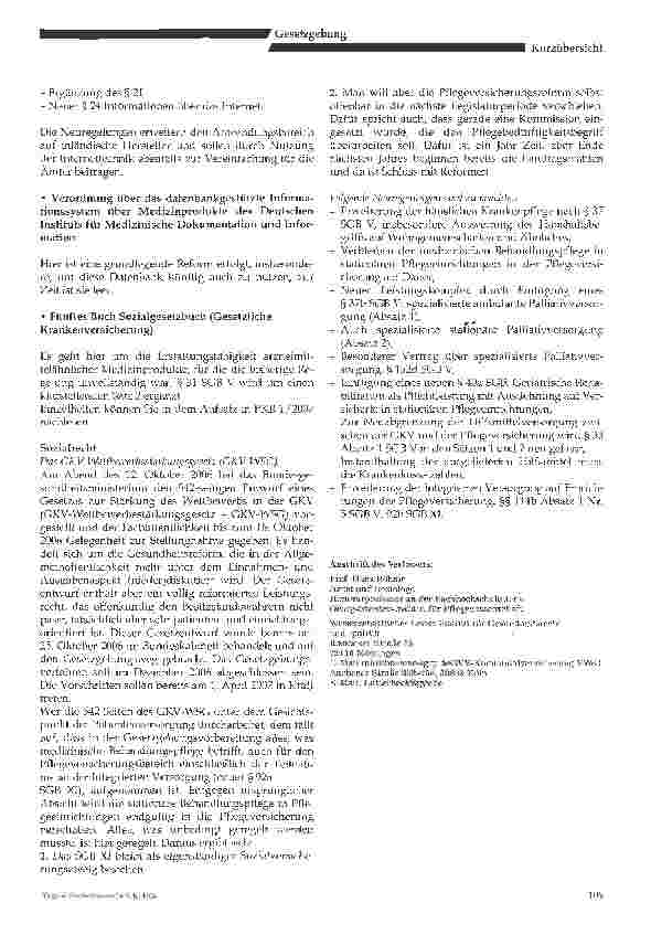 Vorschauseite 2: Was ist für Krankenhäuser/Pflegeeinrichtungen an wichtigen Gesetzesänderungen 2007 zu erwarten?