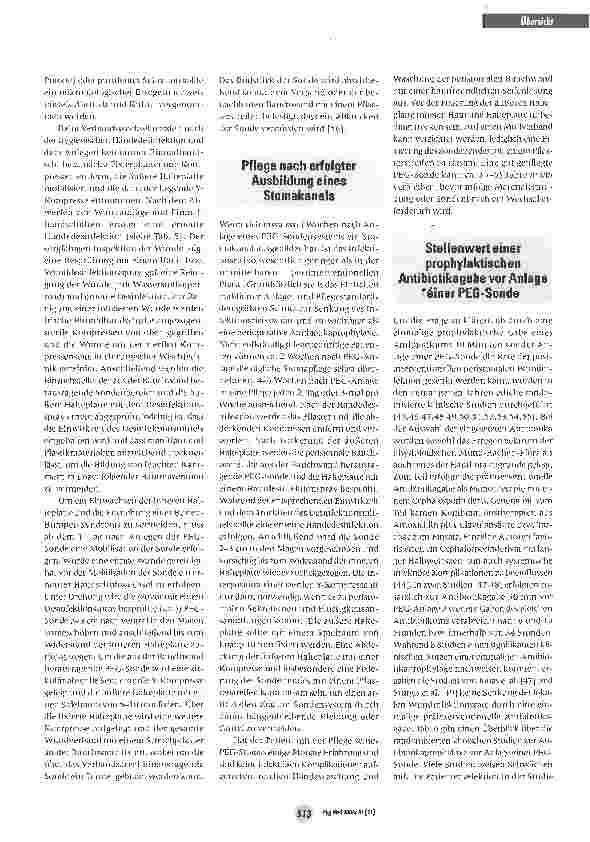Vorschauseite 6: Hygienemaßnahmen und Infektionsprävention bei Anlage einer perkutanen endoskopischen Gastrostomie (PEG) und bei Ernährung mit enteraler Sondenkost