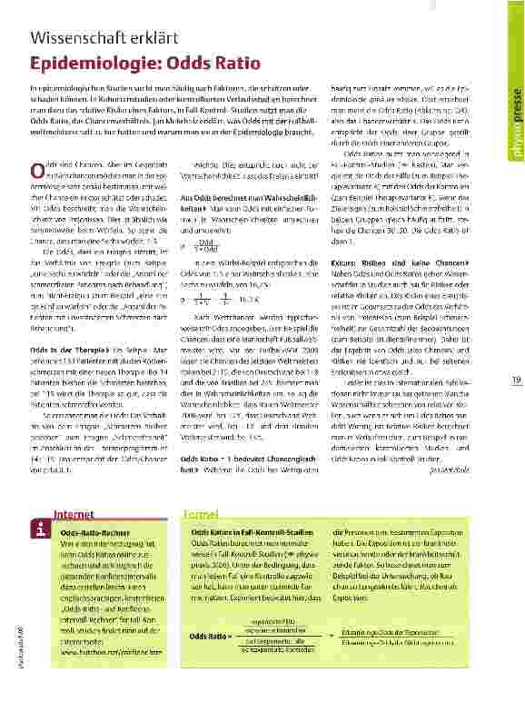 Vorschauseite 1: Wissenschaft erklärt Epidemiologie: Odds Ratio