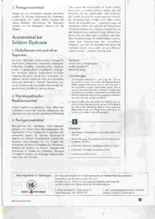 Vorschauseite 6: Expektorantia Schleimlösende Mittel bei Husten und Dyskrasie