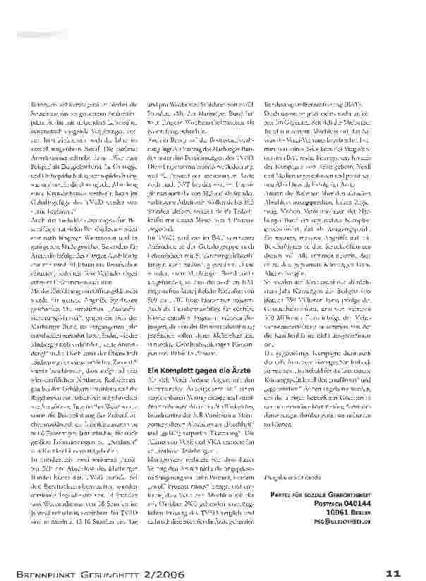 Vorschauseite 2: VIELE ÄRZTE KRITISIEREN DEN TARIFABSCHLUSS DES MARBURGER BUNDES