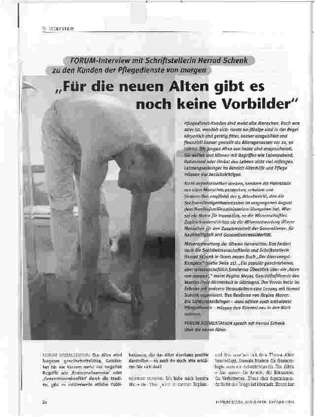 Vorschauseite 1: Für die neuen Alten gibt es noch keine VorbilderFORUM-Interview mit Schriftstellerin Herrad Schenk