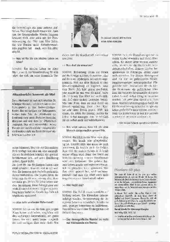Vorschauseite 2: Für die neuen Alten gibt es noch keine VorbilderFORUM-Interview mit Schriftstellerin Herrad Schenk