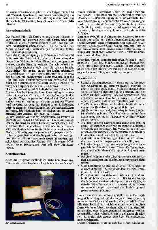Vorschauseite 2: Die Versorgung eines künstlichen Darmausganges Irrigation - die Kontinenz-Möglichkeit für Stomaträger