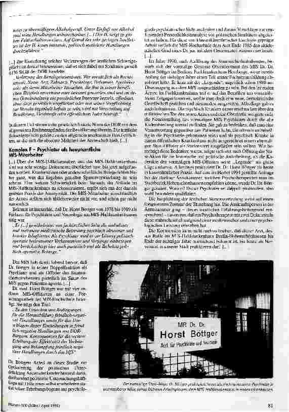 Vorschauseite 4: Dokumentation Abschlußbericht der Kommission zur Aufklärung von Mißbrauch in der Ost-Berliner Psychiatrie (Auszüge)