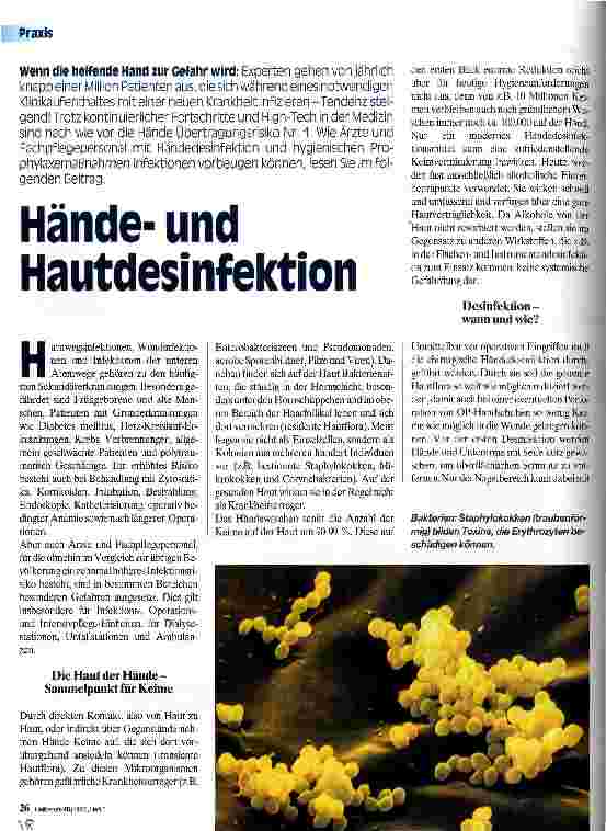 Vorschauseite 1: Händeund Hautdesinfektion Wenn die helfende Hand zur Gefahr wird