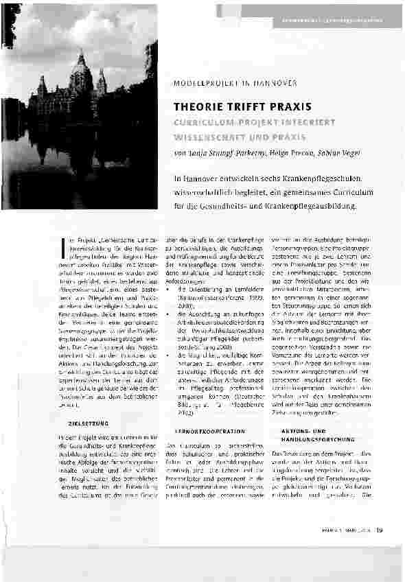 Vorschauseite 1: MODELLPROJEKT IN HANNOVERTHEORIE TRIFFT PRAXIS