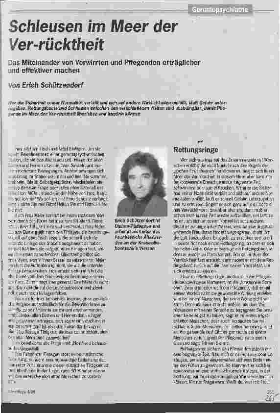 Vorschauseite 1: Schleusen im Meer der Ver-rücktheit Das Miteinander von Verwirrten und Pflegenden erträglicher und effektiver machen
