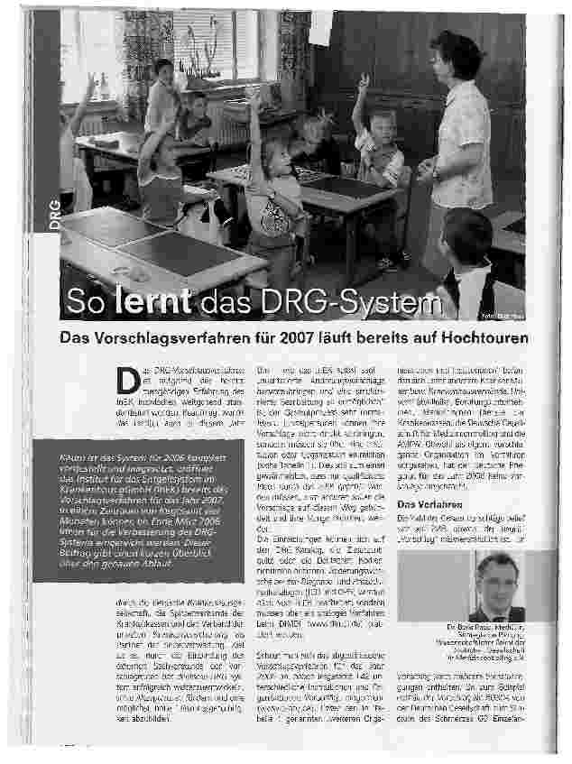 Vorschauseite 1: So lernt das DRG-SystemDas Vorschlagsverfahren für 2007 läuft bereits auf Hochtouren