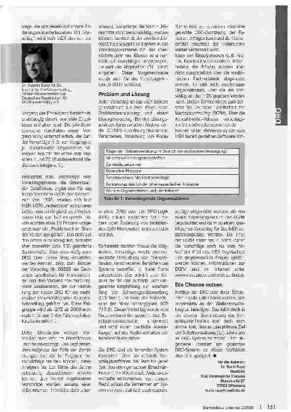 Vorschauseite 2: So lernt das DRG-SystemDas Vorschlagsverfahren für 2007 läuft bereits auf Hochtouren