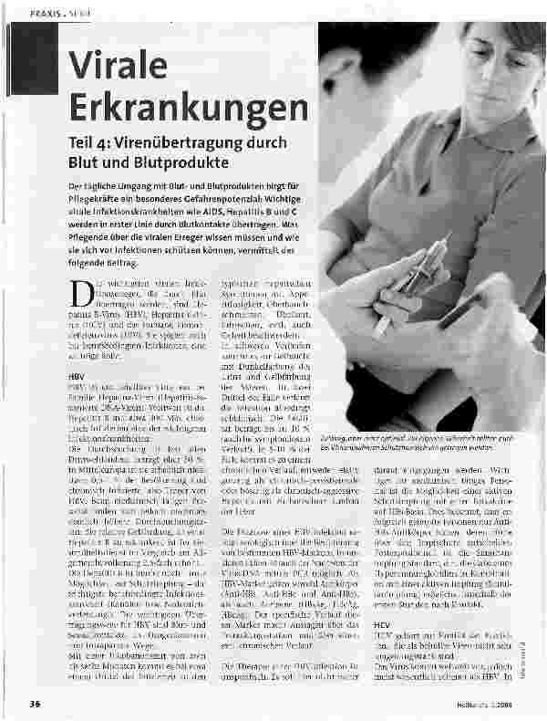 Vorschauseite 1: Virale ErkrankungenTeil 4: Virenübertragung durch Blut und Blutprodukte