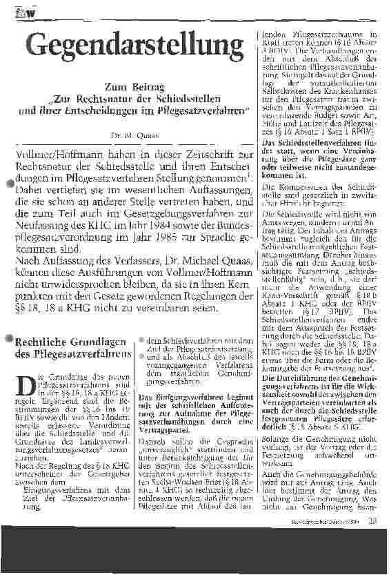 Vorschauseite 1: Gegendarstellung Zum Beitrag Rechtsnatur der Schiedstellen und Entscheidungen...